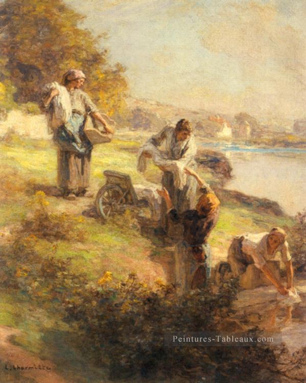 Laveuses le Matin scènes rurales paysan Léon Augustin Lhermitte Peintures à l'huile